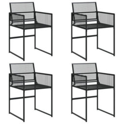 Berkfield Garden Chairs 4 Pcs Black Poly Rattan - thumbnail 2