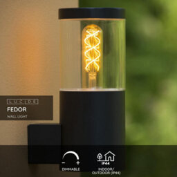 Lucide Fedor Modern Wall Light Outdoor - 1Xe27 - Ip44 - Black - thumbnail 2