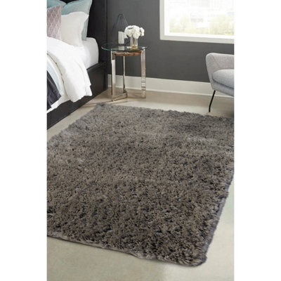 Melrose Super Soft Washable Shaggy Grey Area Rug 100/150Cm - image 1