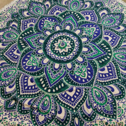 Small Mandala Roundie Cotton Wall Decor - Teal & Blue, 130Cm - thumbnail 3