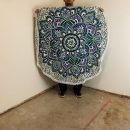 Small Mandala Roundie Cotton Wall Decor - Teal & Blue, 130Cm - thumbnail 2
