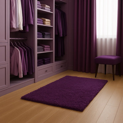 Uetian Purple Small Shaggy Rug 60X110 Cm - Modern Rectangular Soft Area Rug 5Cm Thick Pile Non Shedding - image 1