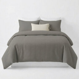 Honeycomb Waffle Duvet Cover Set Textured Stripe Bedding With Matching Pillowcases Modern Bedroom Quilt Cover - thumbnail 1