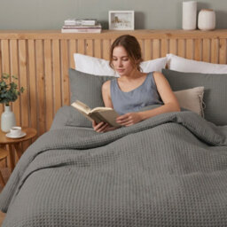 Honeycomb Waffle Duvet Cover Set Textured Stripe Bedding With Matching Pillowcases Modern Bedroom Quilt Cover - thumbnail 5