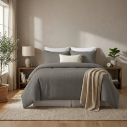 Honeycomb Waffle Duvet Cover Set Textured Stripe Bedding With Matching Pillowcases Modern Bedroom Quilt Cover - thumbnail 2