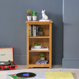 The Furniture Market London Essentials Oak Mini Narrow Adjustable 3 Shelf Bookcase - thumbnail 2