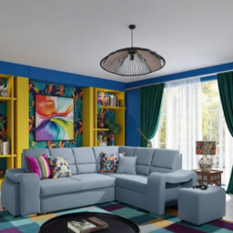 Wakiki Upholstered Corner Sofa Bed With Two Ottomans Left Or Right Storage Dolphin Mechanism 260X96X190Cm Light Blue Right - thumbnail 3