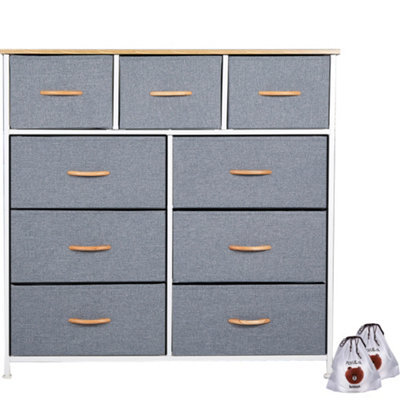 Fabric Chest Of Drawers 9 Drawer Dresser Bedroom Bedside Storage Organizer Unit - image 1