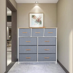Fabric Chest Of Drawers 9 Drawer Dresser Bedroom Bedside Storage Organizer Unit - thumbnail 5