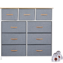 Fabric Chest Of Drawers 9 Drawer Dresser Bedroom Bedside Storage Organizer Unit - thumbnail 1