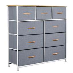 Fabric Chest Of Drawers 9 Drawer Dresser Bedroom Bedside Storage Organizer Unit - thumbnail 3