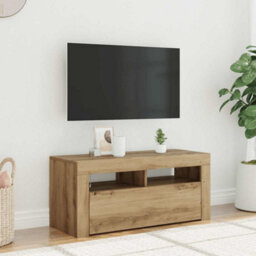 Walplus Tv Cabinet With Led Lights Artisan Oak 90X35X40 Cm Engineered Wood - thumbnail 1