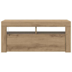 Walplus Tv Cabinet With Led Lights Artisan Oak 90X35X40 Cm Engineered Wood - thumbnail 7