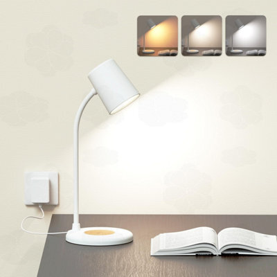 Amorly Led Desk Lamp With Bluetooth Speaker, 3 Color Light Dimmable Bedside Reading Lamp, 12 Led Table Light For Office & Bedroom, White - image 1