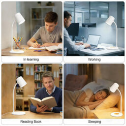 Amorly Led Desk Lamp With Bluetooth Speaker, 3 Color Light Dimmable Bedside Reading Lamp, 12 Led Table Light For Office & Bedroom, White - thumbnail 3