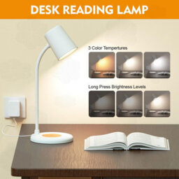 Amorly Led Desk Lamp With Bluetooth Speaker, 3 Color Light Dimmable Bedside Reading Lamp, 12 Led Table Light For Office & Bedroom, White - thumbnail 5