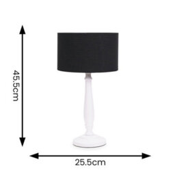Valuelights Victoria Traditional White Wood Candlestick Table Lamp With Black Drum Shade - Led Bulb Included - thumbnail 6