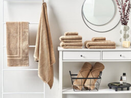 Beliani Set Of 9 Towels Mitiaro Terry Cotton Sand Beige - thumbnail 2