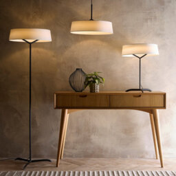 K Living Luna Black Led Floor Lamp With White Shade In A Fabric Taper Finish - thumbnail 2