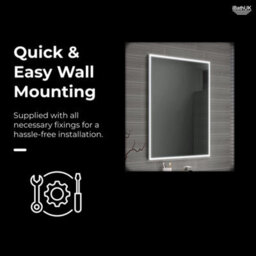 Ibathuk Spectra Wall Mounted Led Illuminated Bathroom Mirror, Designer Bathroom Mirror With Light Sensor & Demister Pad, 600X800mm - thumbnail 4