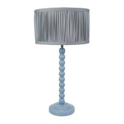 Valuelights Bobbins Powder Blue Table Lamp With Ruched Pleated Powder Blue Drum Lamp Shade - thumbnail 2