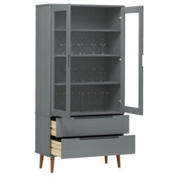 Berkfield Vitrine Cabinet Molde Grey 90X35X175 Cm Solid Wood Pine - thumbnail 3