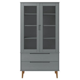 Berkfield Vitrine Cabinet Molde Grey 90X35X175 Cm Solid Wood Pine - thumbnail 4