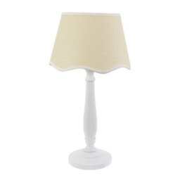 Valuelights Victoria White Wood Candlestick Table Lamp With Linen Scallop White Trim Tapered Shade - thumbnail 2
