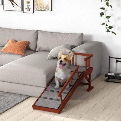 Pawhut Wooden Dog Ramp With Removable Guardrails, Non-Slip Surface, 125 Cm - image 1
