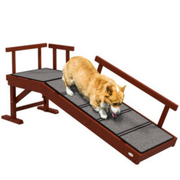 Pawhut Wooden Dog Ramp With Removable Guardrails, Non-Slip Surface, 125 Cm - thumbnail 2