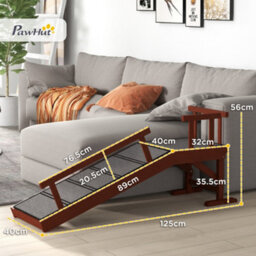 Pawhut Wooden Dog Ramp With Removable Guardrails, Non-Slip Surface, 125 Cm - thumbnail 3