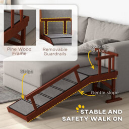 Pawhut Wooden Dog Ramp With Removable Guardrails, Non-Slip Surface, 125 Cm - thumbnail 5