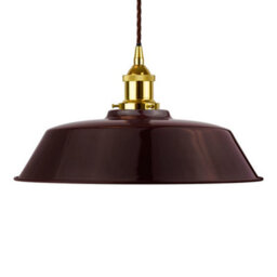 Burgundy Red Chancery Painted Dome Pendant Light With Gold Lamp Holder And Brown Twisted Cable - Se Home