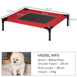 Pawhut Pet Raised Bed Elevated Cool Cot Home Camping Basket Breathable M Red - thumbnail 3