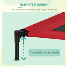 Pawhut Pet Raised Bed Elevated Cool Cot Home Camping Basket Breathable M Red - thumbnail 5