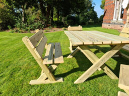 Churnet Valley Garden Furniture Ltd Ashcome Table Set Sits 6 Including 2 Bench And 4 Chairs - L120 X W93 X H77 Cm - thumbnail 5