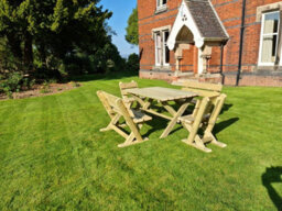 Churnet Valley Garden Furniture Ltd Ashcome Table Set Sits 6 Including 2 Bench And 4 Chairs - L120 X W93 X H77 Cm - thumbnail 6