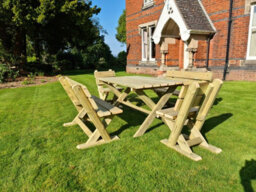 Churnet Valley Garden Furniture Ltd Ashcome Table Set Sits 6 Including 2 Bench And 4 Chairs - L120 X W93 X H77 Cm - thumbnail 3