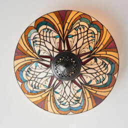 Tiffany Glass Flush Ceiling Light - French Style Design - Dimmable Led Lamp - thumbnail 2