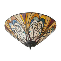 Tiffany Glass Flush Ceiling Light - French Style Design - Dimmable Led Lamp - thumbnail 5