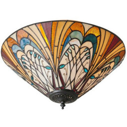 Tiffany Glass Flush Ceiling Light - French Style Design - Dimmable Led Lamp - thumbnail 1