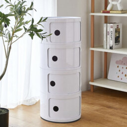 Living And Home White Cylindrical Multi Tiered Plastic Bedside Storage Drawers Unit Drawer Bedside Chest 76Cm H - thumbnail 4