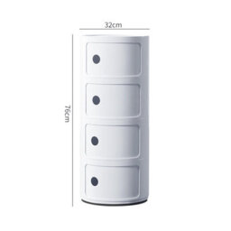 Living And Home White Cylindrical Multi Tiered Plastic Bedside Storage Drawers Unit Drawer Bedside Chest 76Cm H - thumbnail 5
