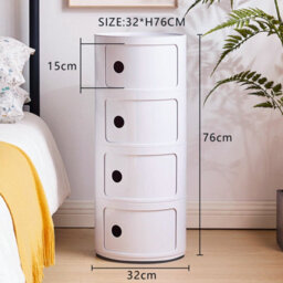 Living And Home White Cylindrical Multi Tiered Plastic Bedside Storage Drawers Unit Drawer Bedside Chest 76Cm H - thumbnail 3