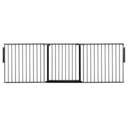 Safetots Premium Multi Panel Room Divider, Up To 226Cm Wide, Black, 70Cm Tall, Flexible Barrier With Door For Baby And Toddler - thumbnail 1