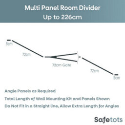Safetots Premium Multi Panel Room Divider, Up To 226Cm Wide, Black, 70Cm Tall, Flexible Barrier With Door For Baby And Toddler - thumbnail 3