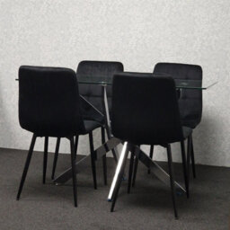Kosy Koala Modern Rectangle Glass Dining Table Set With 4 Black Velvet Chairs Dining Room Furniture - thumbnail 4