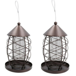 AB Tools 2Pk Lantern Bird Feeder Nut Holder Hanging Feeding Station For Wild Birds - thumbnail 1
