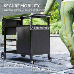 Outsunny Stainless Steel Outdoor Barbecue Trolley With Folding Side Table - thumbnail 8
