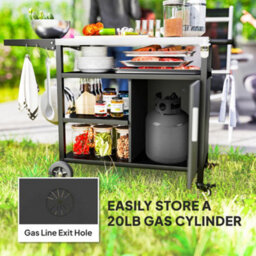 Outsunny Stainless Steel Outdoor Barbecue Trolley With Folding Side Table - thumbnail 7
